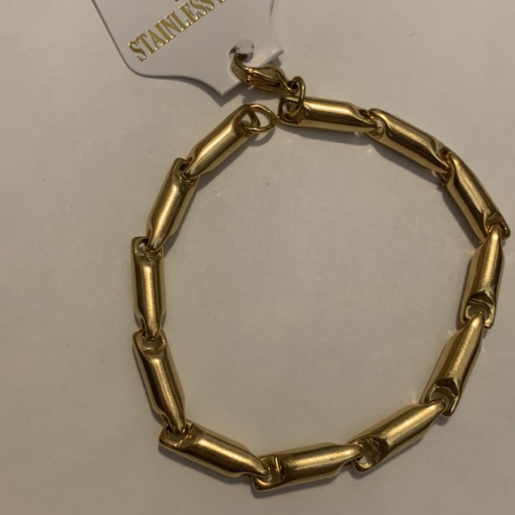 Stainless Steel Bracelet With Gold Wash - Picture 2 of 5